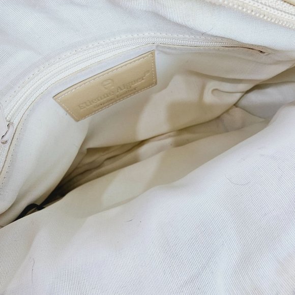 Vintage Etienne Aigner Cream Tan Crossbody Handbag - Picture 12 of 13